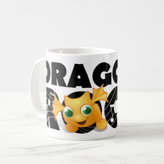 Drache-Felsen-Tasse (schwarzer Text) Kaffeetasse (Vorderseite Links)