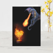 Drache Feuer Atem Herz Liebe Karte (Gelbe Blume)