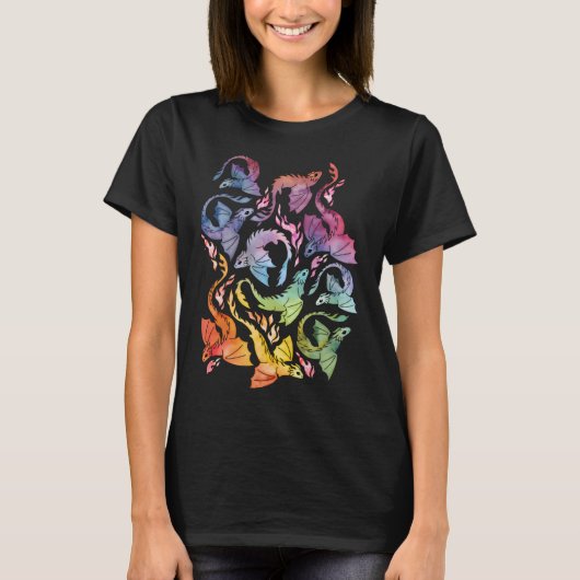 Drache Feuer dunkler Regenbogen T-Shirt (Vorderseite)