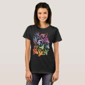 Drache Feuer dunkler Regenbogen T-Shirt (Vorne ganz)