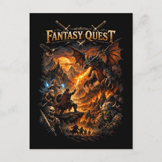 Drache feuers Quest Postkarte (Vorderseite)