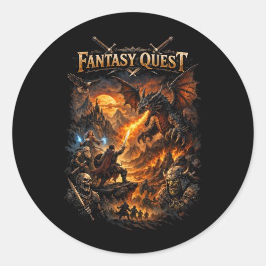 Drache feuers Quest Runder Aufkleber (Vorderseite)