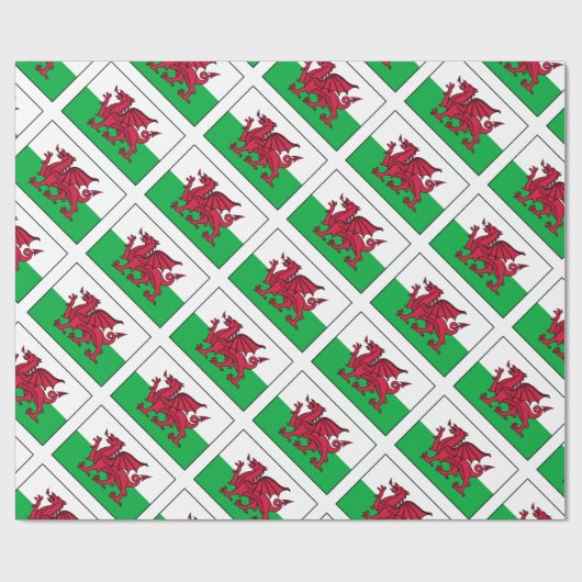 Drache-Flagge Wales Waliser Geschenkpapier (Flach)