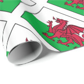 Drache-Flagge Wales Waliser Geschenkpapier (Rolleneckpunkt)