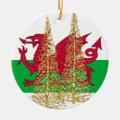 Drache-Flaggen-Weihnachtsverzierung Wales Keramik Ornament (Vorne)