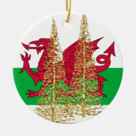 Drache-Flaggen-Weihnachtsverzierung Wales Keramik Ornament