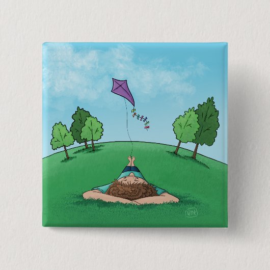 Drache-Fliegen-Knopf Button (Vorderseite)
