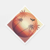 Drache fliegt bei Sonnenuntergang über der tropisc Serviette (Ecke)