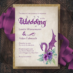 Drache Florale Hochzeit Einladung