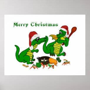 Drache - Frohe Weihnachten ! - heute werde ich koc Poster