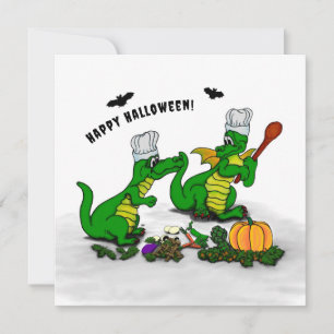Drache - Frohes Halloween ! Heute werde ich kochen Feiertagskarte