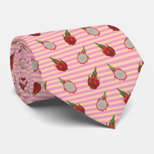 Drache Fruchtmuster mit rosa Streifen Krawatte