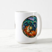 Drache Fuchs Sonnenmond Bleiglas Kaffeetasse (VorderseiteRechts)