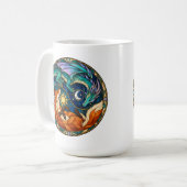 Drache Fuchs Sonnenmond Bleiglas Kaffeetasse (Vorderseite Links)