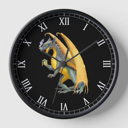 Drache für das Feueratmen Wanduhr (Vorderseite)