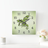 Drache für grüne Kämpfe Quadratische Wanduhr (Zuhause)