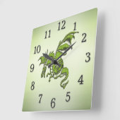 Drache für grüne Kämpfe Quadratische Wanduhr (Winkel)