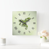 Drache für grüne Kämpfe Quadratische Wanduhr (Zuhause)