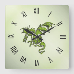 Drache für grüne Kämpfe Quadratische Wanduhr