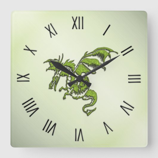 Drache für grüne Kämpfe Quadratische Wanduhr (Vorderseite)