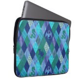 Drache für Wasserfarben-Patchwork in blauem und gr Laptopschutzhülle (Vorne Rechts)
