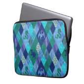 Drache für Wasserfarben-Patchwork in blauem und gr Laptopschutzhülle (Vorderseite Links)