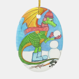 Drache-Gebäude eine Snowman-Verzierung Keramik Ornament