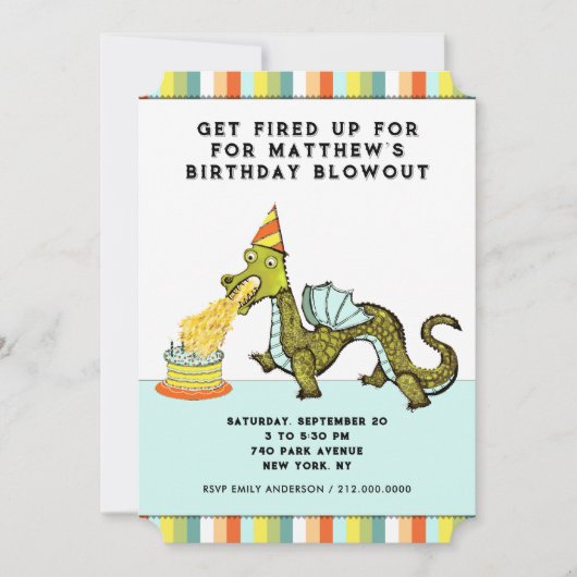 Drache Geburtstag Einladung (Vorderseite)