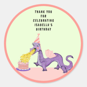 Drache Geburtstag Klassischer Rund Aufkleber