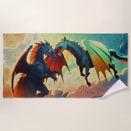 Drache gegen Pegasus  Strandtuch (Vorderseite)