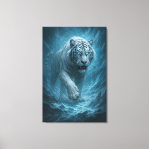 Drache gegen Weißer Tiger – Mystische Fantasy-Wand Leinwanddruck