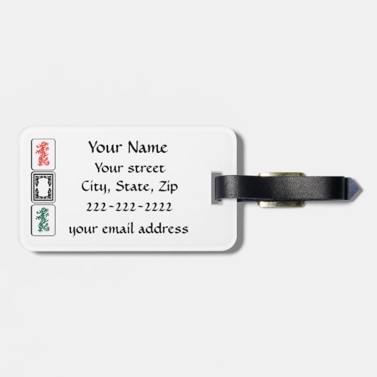 Drache-Gepäckanhänger Milliamperestunde Jongg Gepäckanhänger (Rückseite horizontal)