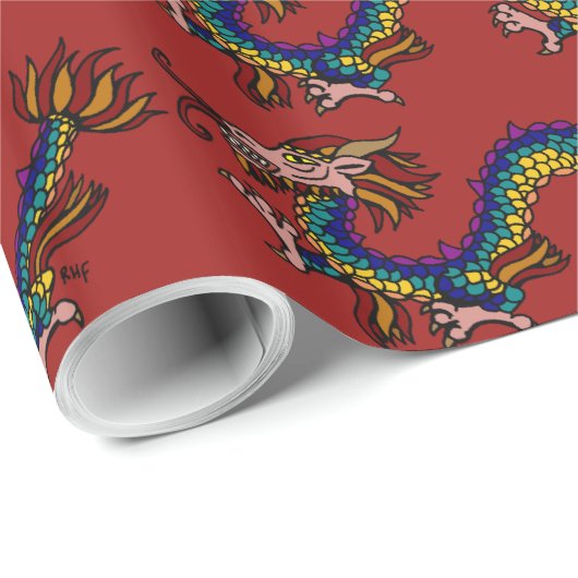 Drache Geschenkpapier (Rolleneckpunkt)