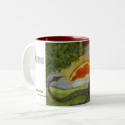 Drache-Geschichten-Tasse Zweifarbige Tasse (Vorderseite Links)