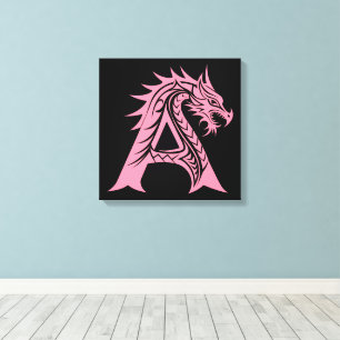 Drache gestalteter Buchstabe A, Drachen Alphabet,  Leinwanddruck