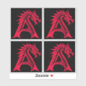 Drache gestalteter Buchstabe A, Drachenalphabet, M Aufkleber (Blatt)