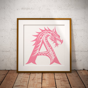 Drache gestalteter Buchstabe A, Drachenalphabet, M Fotodruck