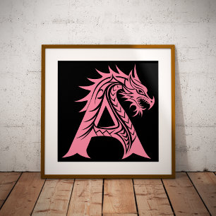 Drache gestalteter Buchstabe A, Drachenalphabet, M Fotodruck