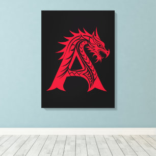 Drache gestalteter Buchstabe A, Drachenalphabet, M Leinwanddruck