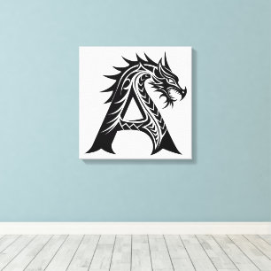 Drache gestalteter Buchstabe A, Drachenalphabet, M Leinwanddruck