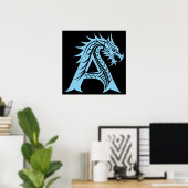Drache gestalteter Buchstabe A, Drachenalphabet, M Poster (Heimbüro)