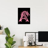Drache gestalteter Buchstabe A, Drachenalphabet, M Poster (Heimbüro)