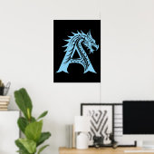 Drache gestalteter Buchstabe A, Drachenalphabet, M Poster (Heimbüro)