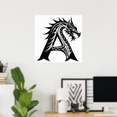 Drache gestalteter Buchstabe A, Drachenalphabet, M Poster (Heimbüro)
