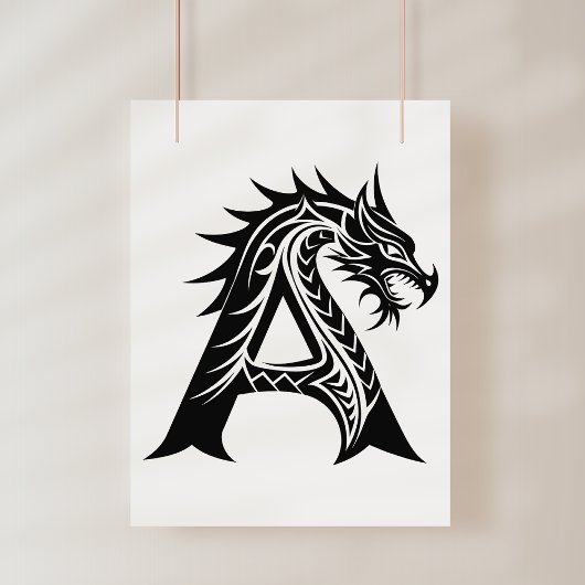 Drache gestalteter Buchstabe A, Drachenalphabet, M Poster