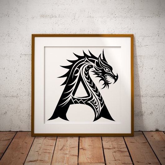 Drache gestalteter Buchstabe A, Drachenalphabet, M Poster