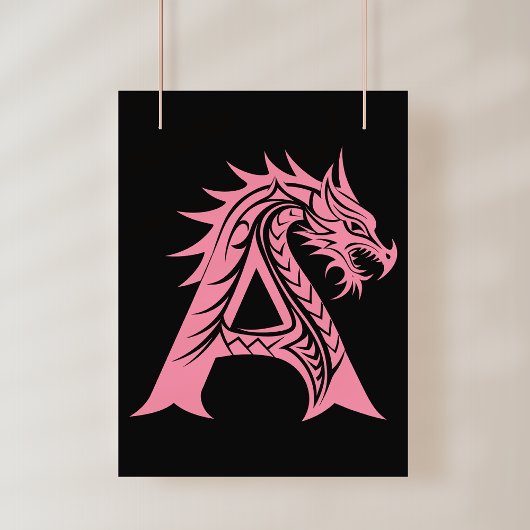 Drache gestalteter Buchstabe A, Drachenalphabet, M Poster