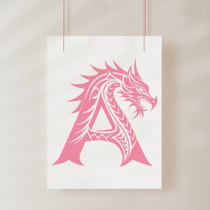 Drache gestalteter Buchstabe A, Drachenalphabet, M Poster