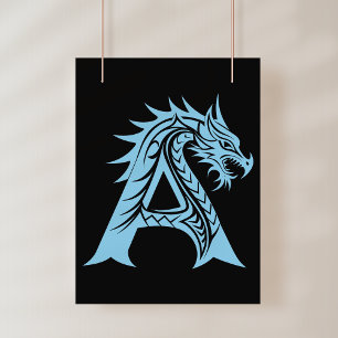 Drache gestalteter Buchstabe A, Drachenalphabet, M Poster