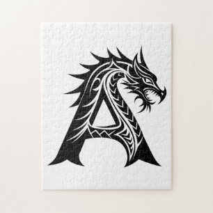 Drache gestalteter Buchstabe A, Drachenalphabet, M Puzzle